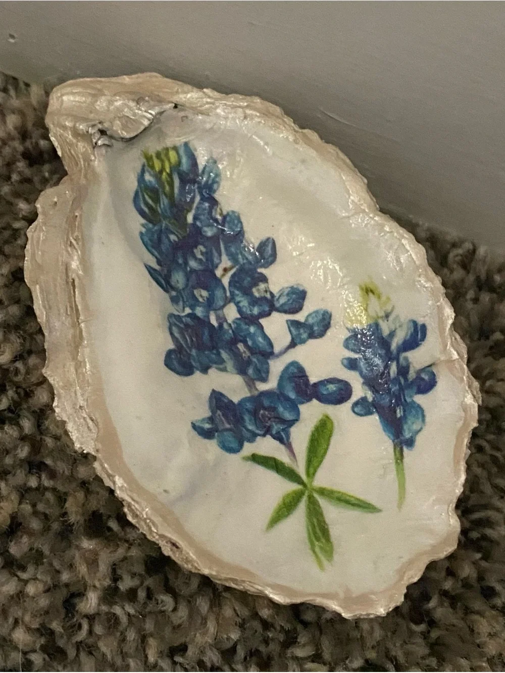 Bluebonnet Oyster Shell Jewelry Dish